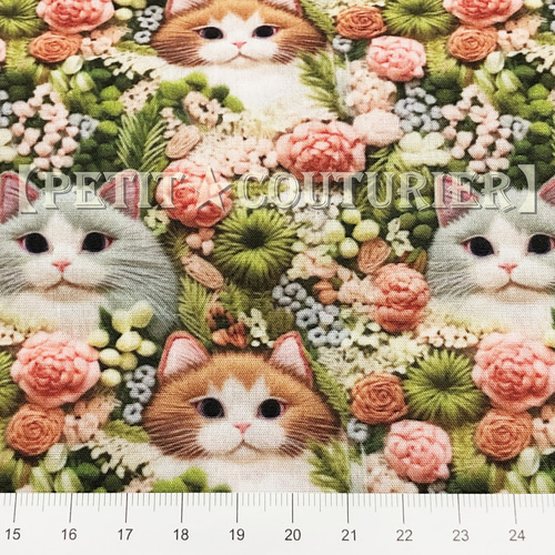 送料無料】 No.7041 立体模様の猫ちゃん 刺しゅう風 70×45