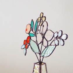 花束つき♪ステンドグラスの一輪挿し（イエロー） 4枚目の画像