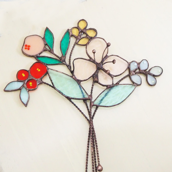 花束つき♪ステンドグラスの一輪挿し（イエロー） 5枚目の画像