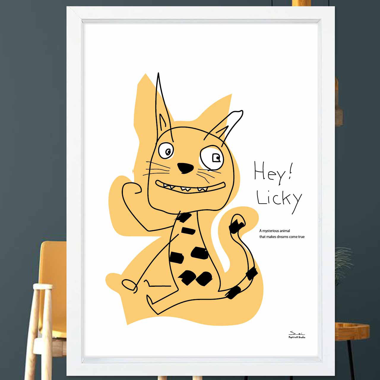 Hey Licky  犬　お気に入り8000件突破　イラスト　ポスター　A4〜A1　アート  アートポスター　3266