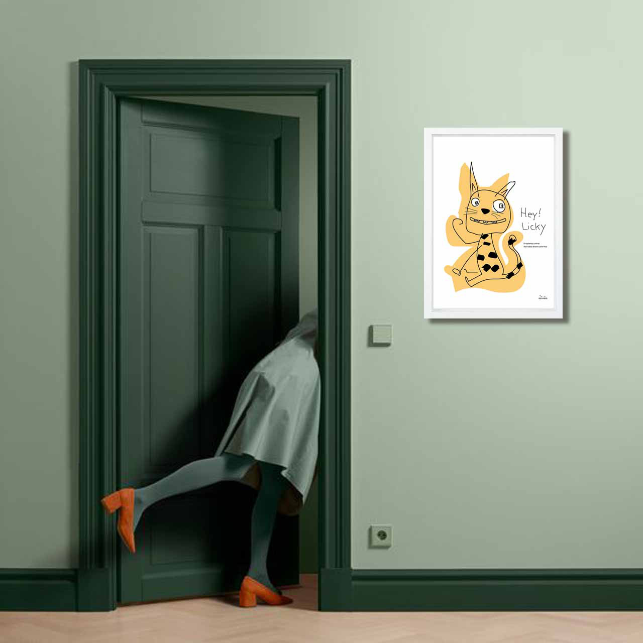 Hey Licky  犬　お気に入り8000件突破　イラスト　ポスター　A4〜A1　アート  アートポスター　3266
