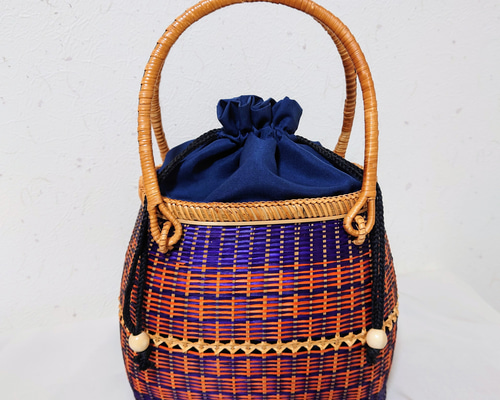 ラタン柄✿巾着型バッグ fe44b7fbefadb467d0ab6317b5d713