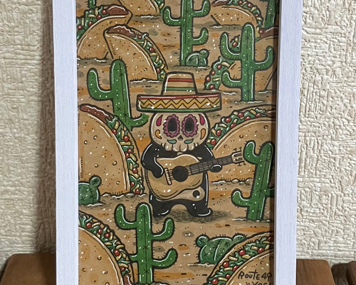 手書き絵画 タコスガイコツ】絵 原画 アート イラスト 手描き イラスト yoc 通販