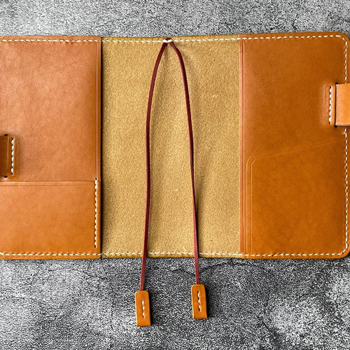 手縫キャメル糸】ミドリ MDノート（文庫方眼罫）用キャメル色着せ替え