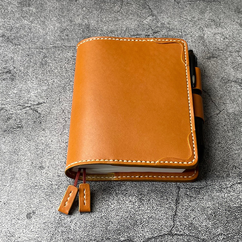 手縫キャメル糸】ミドリ MDノート（文庫方眼罫）用キャメル色着せ替え