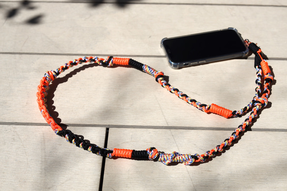 パラコード 編み込みスマホストラップ カラフル ショルダーストラップ