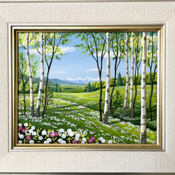 花の咲く路地13」アクリル画 原画 風景画 額縁付 SMサイズ 絵画