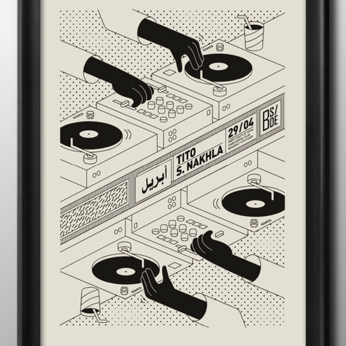 15045□ポスター アート 『グルーヴ ミュージック テクノ DJ』北欧 A3