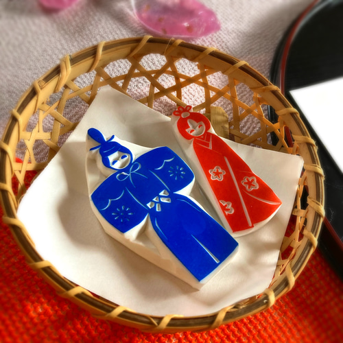 桃の節句（ひな祭りに）立ち雛のはんこセット（3月の消しゴムはんこ
