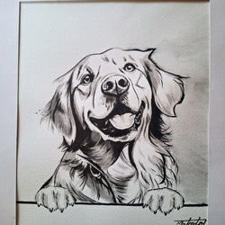 水墨画 Golden Retriever 絵画 makochin 通販 18740993｜Creema