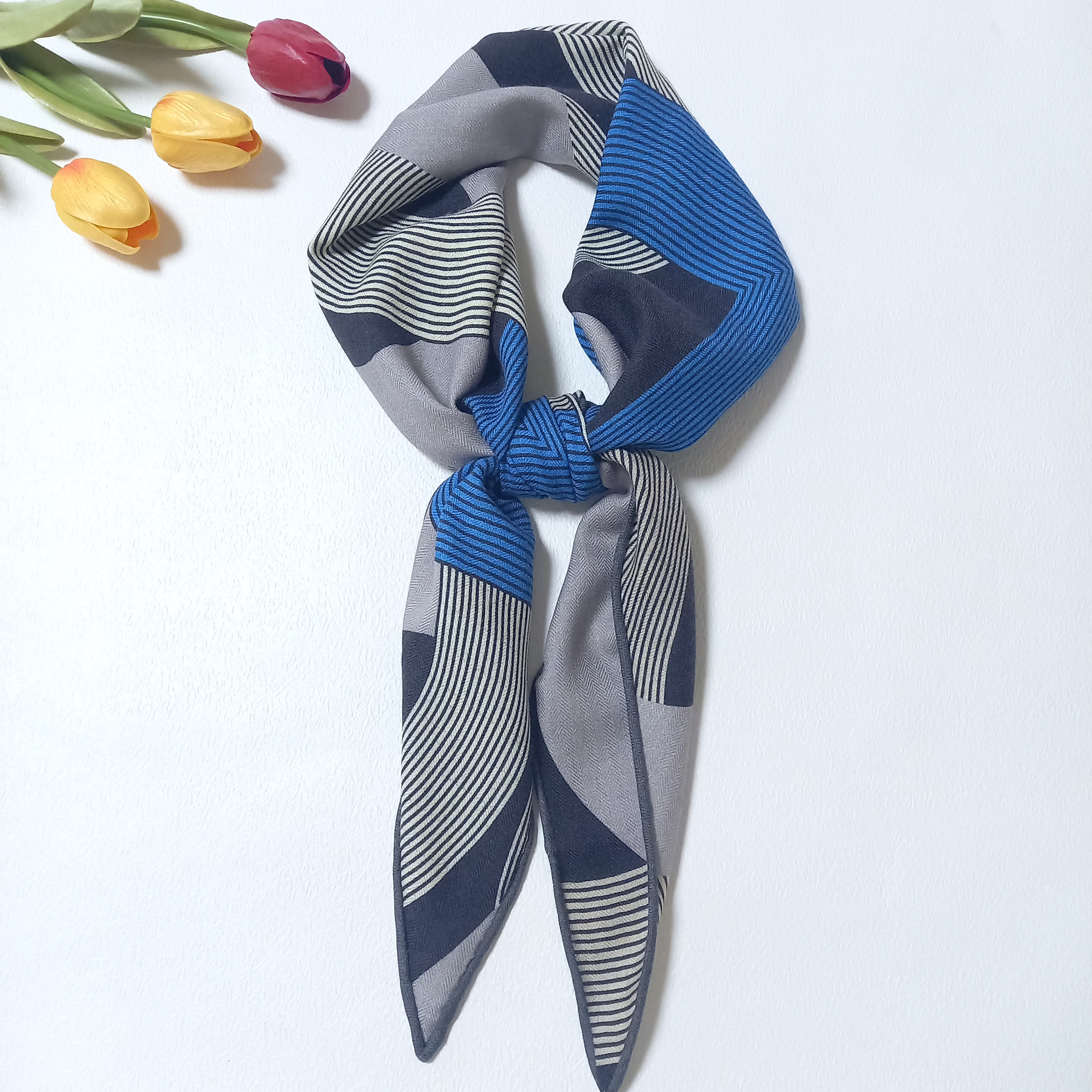 シルクウールひし形スカーフ0077