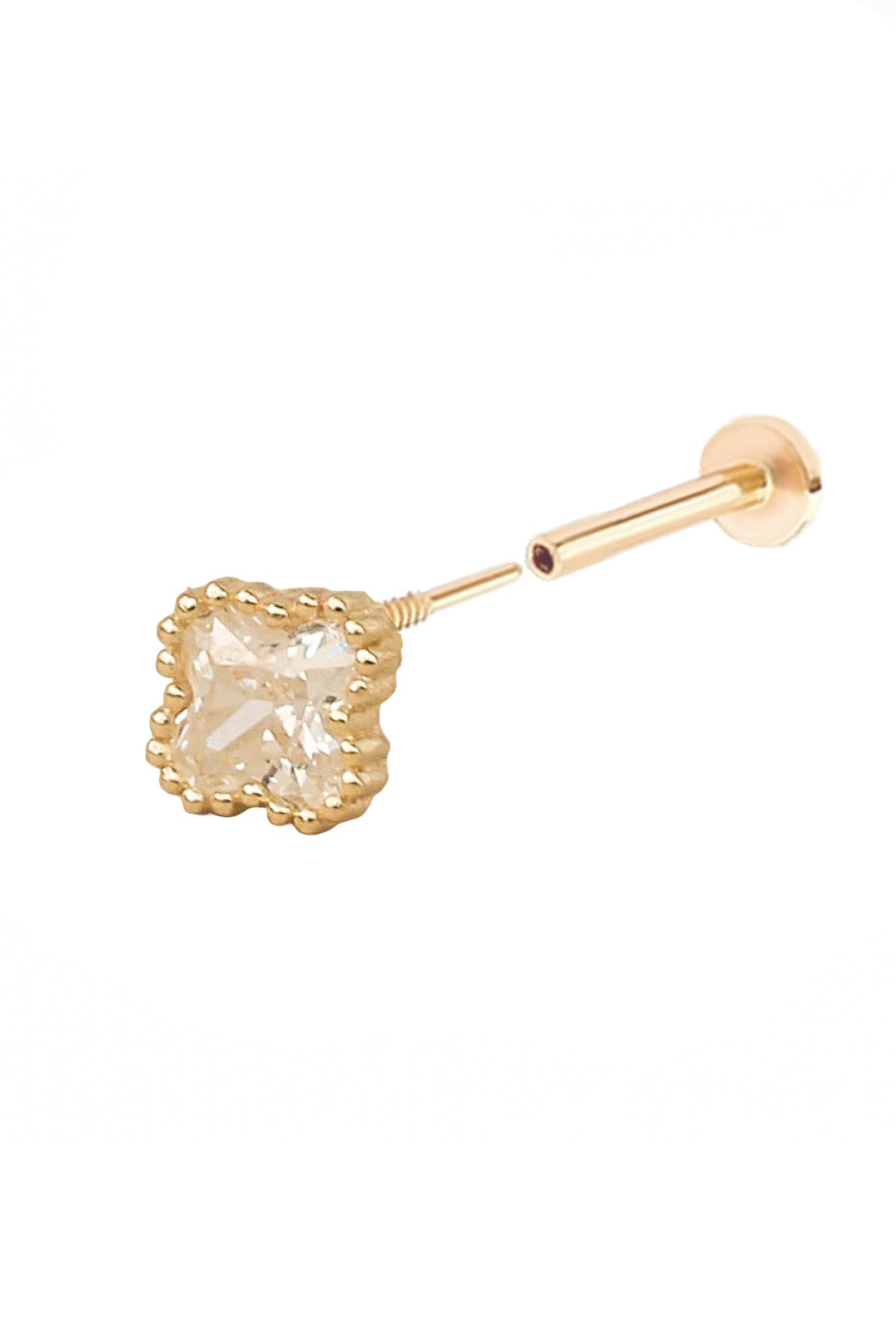 14K金 ゴールド ミニクローバー  ヘリックス 軟骨 アンチトラガス インナーコンク イヤリング ピアス ラブレット