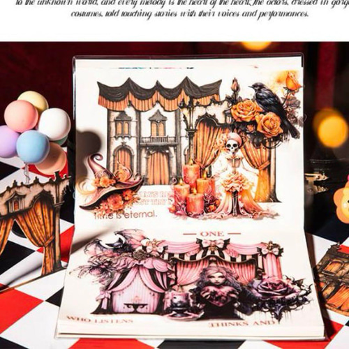 コラージュ素材 ハードカード ステッカー シール オペラ 舞台 6種 60枚