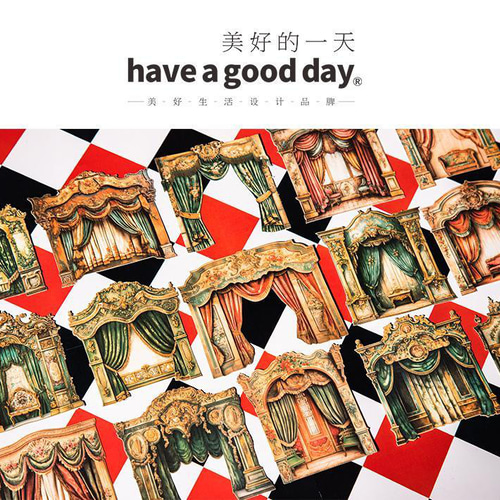 コラージュ素材 ハードカード ステッカー シール オペラ 舞台 6種 60枚