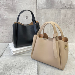 【デザインハンドル】 バッグ／ショルダー ２WAY 3室構造 シンプル　GBG-B647 1枚目の画像