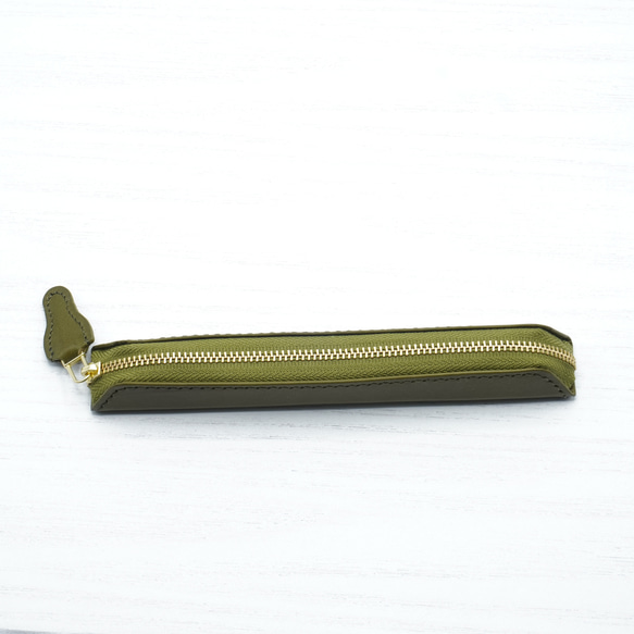 9色展開　1,2本ざしのスリムなペンケース 高級イタンリアンレザー　文字入れ 15枚目の画像