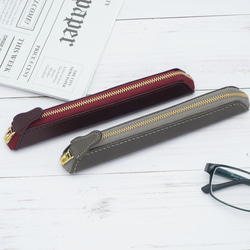 9色展開　1,2本ざしのスリムなペンケース 高級イタンリアンレザー　文字入れ 1枚目の画像