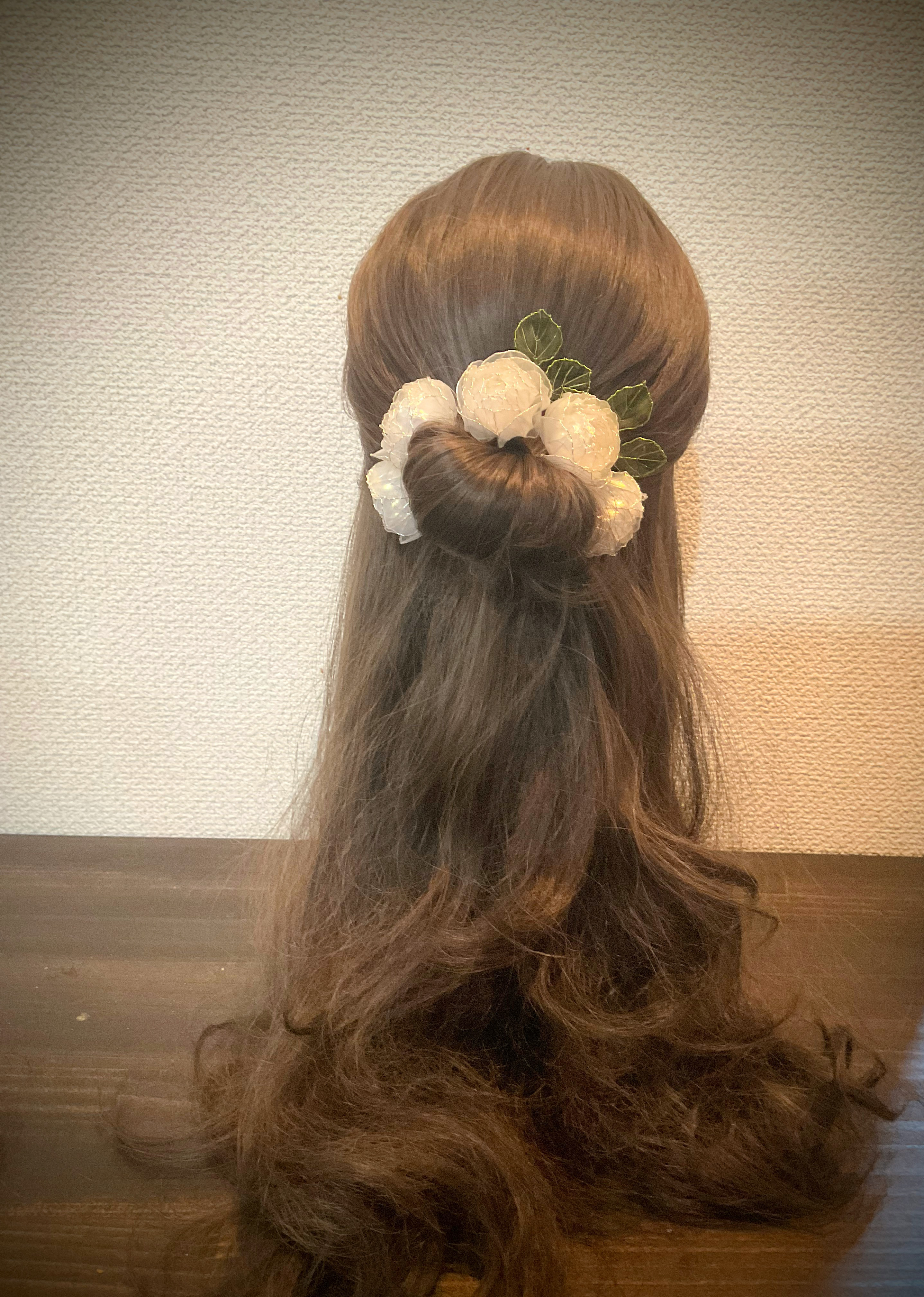 薔薇のヘアアクセサリーセット（カップ咲き）アメリカンフラワー　ディップフラワー