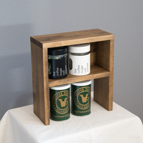 スパイスラック2段 高さ30cm幅30cm【キッチン収納/小物入れ/木製】 棚