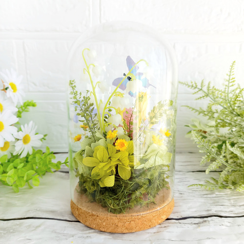 すずらんと蝶々のフラワードーム♡Lサイズ【ドームアレンジ】｜誕生日