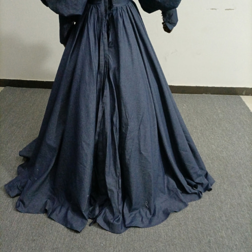 高品質！デニムドレス ブルーグレー ベアトップ 取り外し袖 カラー  