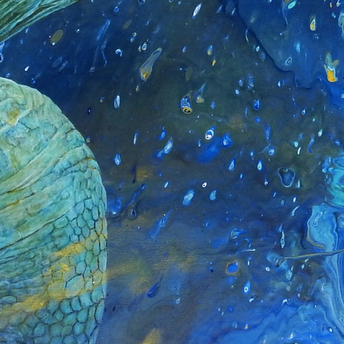 Elder turtle's departure（長老亀の旅立ち）アクリル画/原画/一点物
