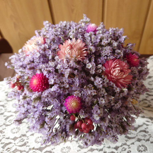 ハイブリッドスターチス　ドライフラワー　まとめ売り　80サイズ　花材　アレンジに ハイブリッドスターチス ドライフラワー ピンク 束 | MEmENTO Dried