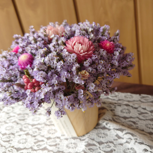 受注制作】パープルのハイブリッドスターチスのアレンジ ドライ