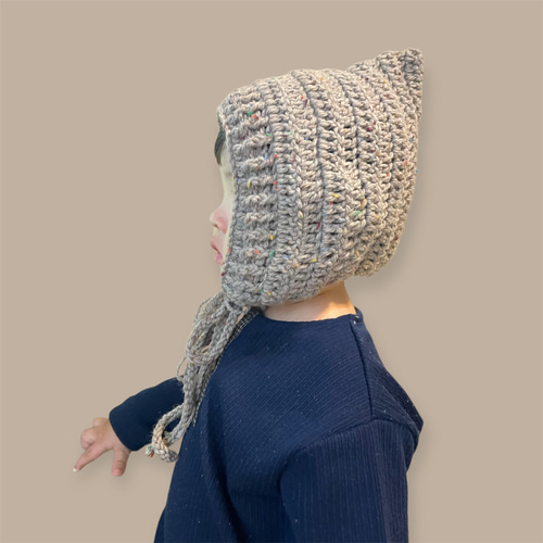 かぎ針編み ピクシーボンネット 子ども用 ニット帽 ハンドメイド 帽子