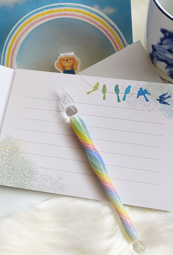 虹色の夢を描くガラスペン(パステル) 2枚目の画像