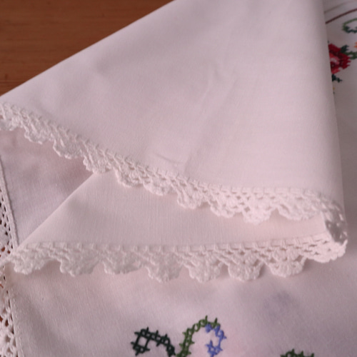 フランスの手仕事/クラシカルなバラのクロスステッチ手刺繍＆手編み