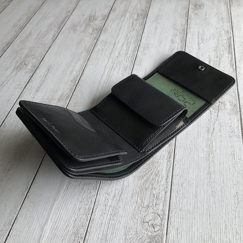 Horweenシェルコードバン×サドルレザー 三つ折りミニウォレット 総手縫 Horweenシェルコードバン×サドルレザー 三つ折りミニウォレット