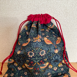 ハンドメイド　大きいトートバッグ　ウィリアムモリス　いちご泥棒　川島織物 ウイリアムモリス いちご泥棒川島織物トートバッグ トートバッグ