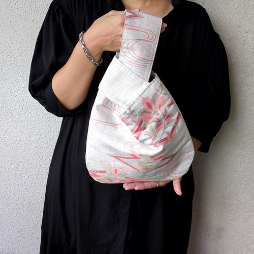 □着物帯リメイク□ ノットバッグ（KB2402-WPF） ハンドバッグ add