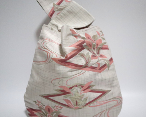 □着物帯リメイク□ ノットバッグ（KB2402-WPF） ハンドバッグ