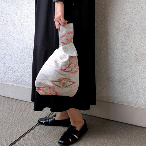 □着物帯リメイク□ ノットバッグ（KB2402-WPF） ハンドバッグ add