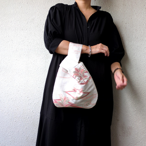 □着物帯リメイク□ ノットバッグ（KB2402-WPF） ハンドバッグ add