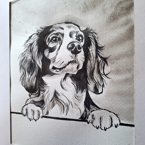 水墨画 Cavalier King Charles Spaniel 絵画 makochin 通販 18743936