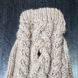 犬服♪リード通し穴有りの、ざっくりとしたアラン模様の手編みセーター(小型犬S) 5枚目の画像