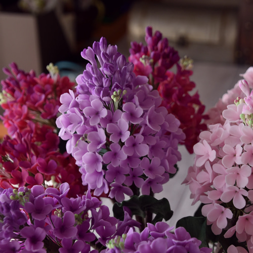 ◇粘土のお花◇ラッキー♡ライラック ミックス R1129 アートフラワー