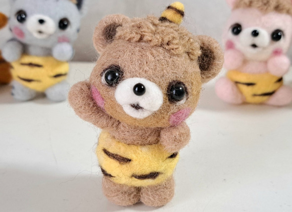 節分☆鬼さん集合～③ クマ鬼 羊毛フェルト 羊毛フェルト