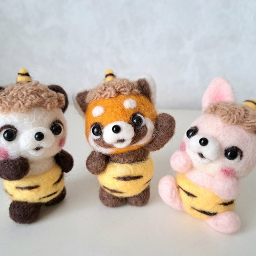 節分☆鬼さん集合～③ クマ鬼 羊毛フェルト 羊毛フェルト