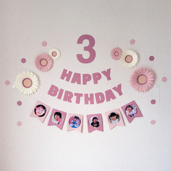 数字が選べる！ボタニカルなフラワーアーチの飾り付けセット（ブルー