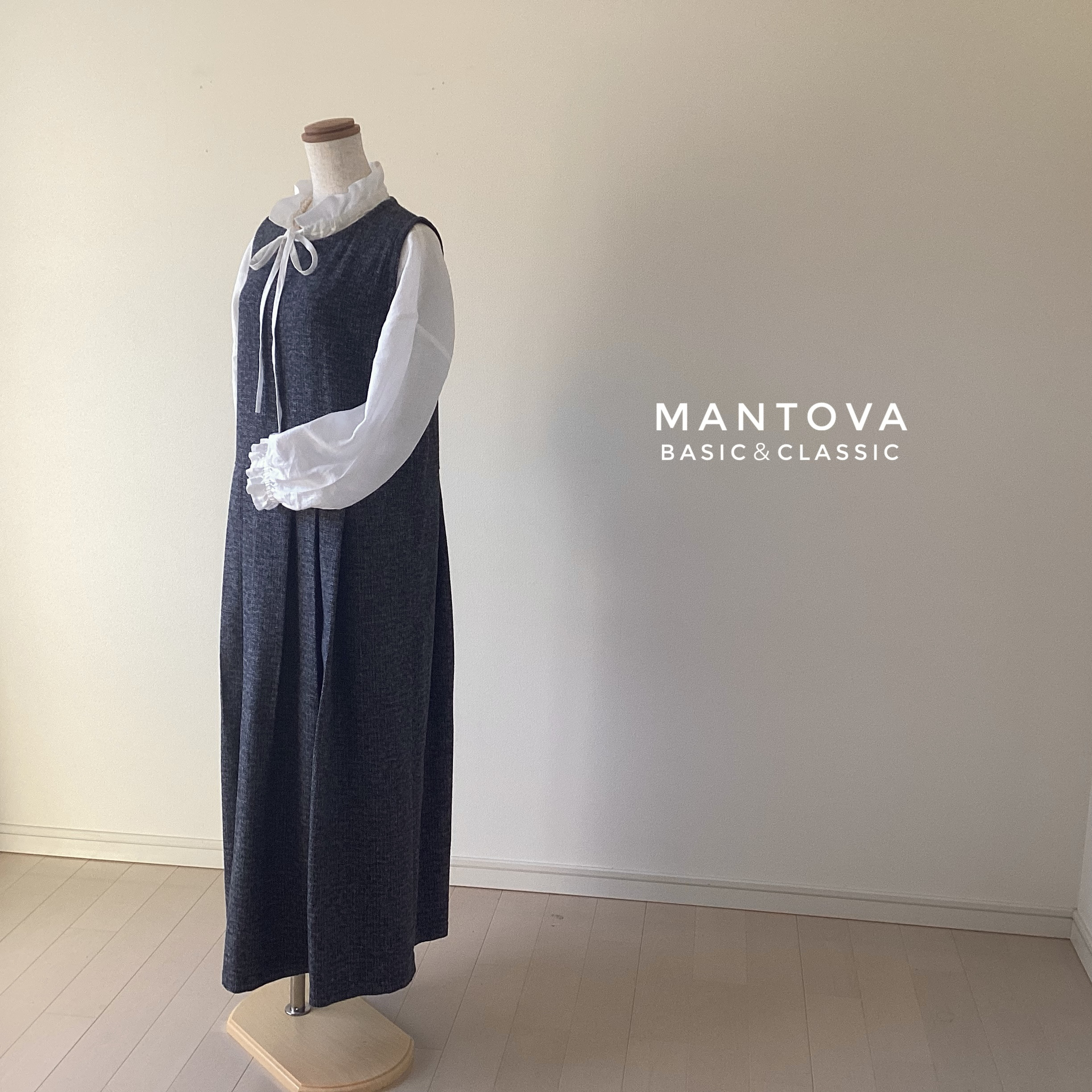 コットンツィードジャンパースカート　ワンピース　ダークグレー　SML  セミフォーマルにも　送料無料