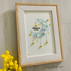 シーグラスアート 海の宝石 星 月 ガーランド インテリア雑貨 壁掛け 置物 シーグラスアート 海の宝石 月 星のガーランド インテリア雑貨 壁掛け