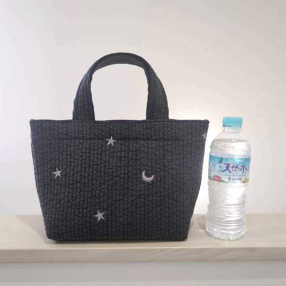 ✱受注制作✱ヌビバッグ Mサイズ /ヌビトートバッグ /ランチトート/ ダークグレー /ムーンスター刺繍 3枚目の画像
