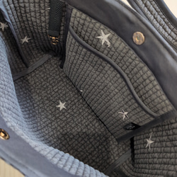 ✱受注制作✱ヌビバッグ Mサイズ /ヌビトートバッグ /ランチトート/ ダークグレー /ムーンスター刺繍 4枚目の画像