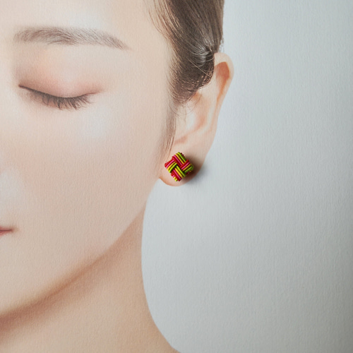 受注生産 完成品】水引アクセサリー☆結び～Square～ShockingP!nk