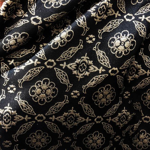 仕立て品 全通柄 孔雀羽ジャガード生地 袋帯／ブラック 仕立て品 全通柄 孔雀羽 袋帯/ブラック 仕立て品 全通柄