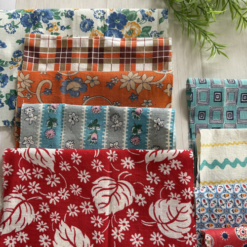 フィードサック・ヴィンテージファブリック5枚セット⑥【16〜20cm × 22